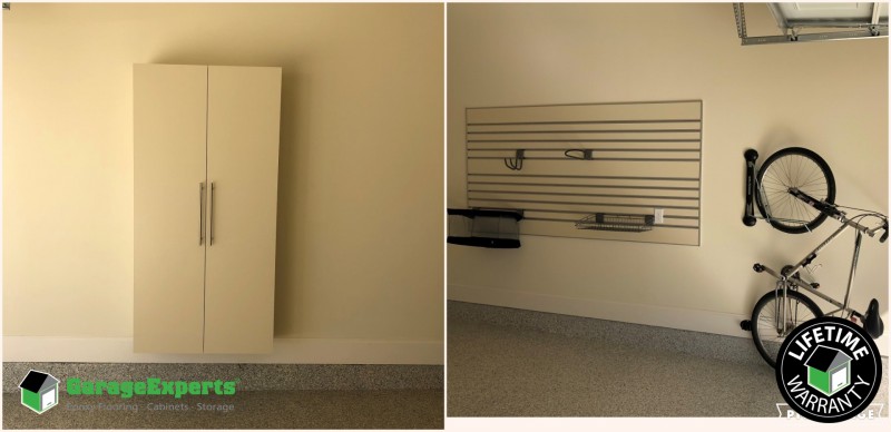 Residential Garage Epoxy Flooring And Cabinet Storage Solution In