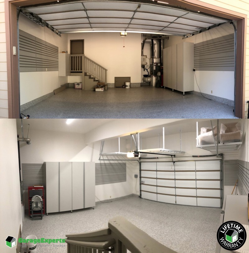 South Lake Tahoe Garage Epoxy Floor And Garage Cabinets And Slat