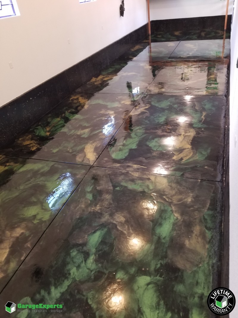The Green Monster Metallic Epoxy Floor In Littleton Colorado