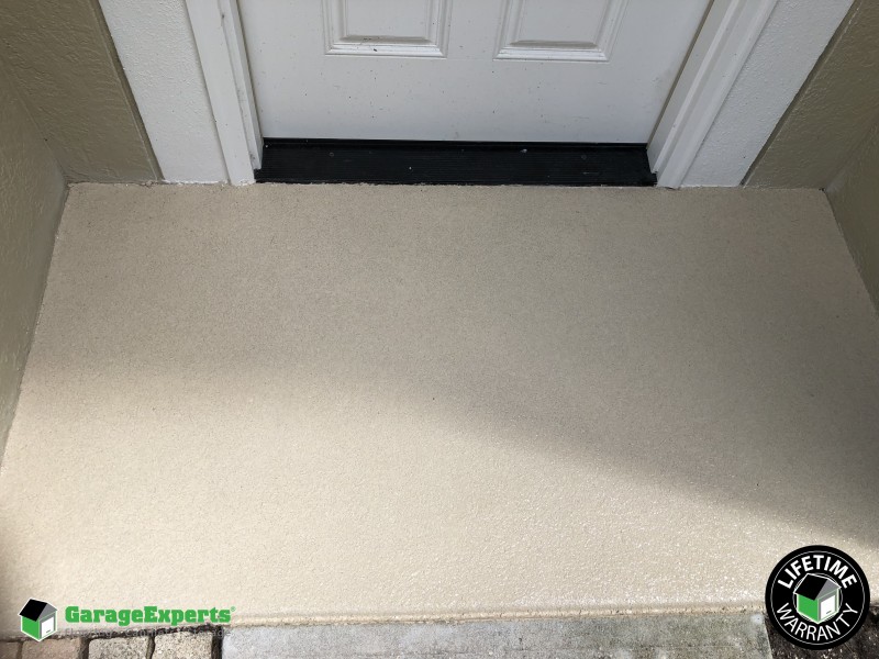 Patio Epoxy Flooring 1 4 Solid Beige Garage Experts Of Brevard