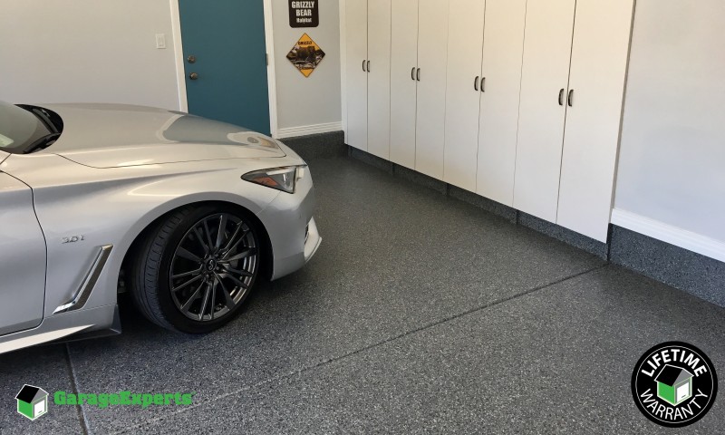 Residential Garage Epoxy Flooring And Cabinet Storage Solution In Fresno Ca Garage Experts Of Fresno