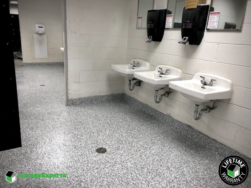 Commercial Ups Distribution Center Bathroom Epoxy Flooring In New