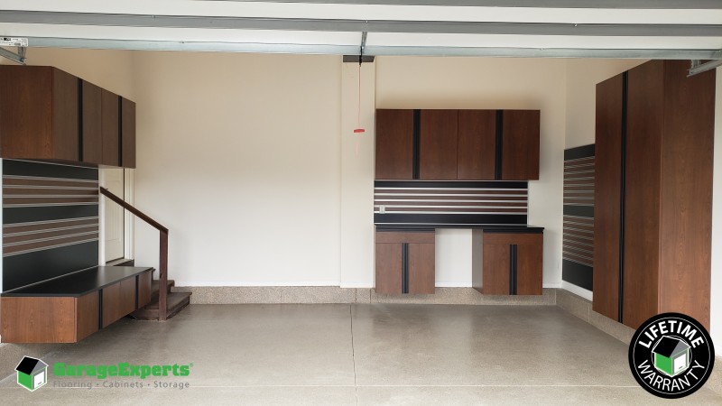 Garage Makeover Including Epoxy Flooring And Cabinets In Olathe