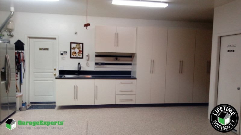 Garage Cabinets With Epoxy Floor Coating Installed In Tucson Az Garage Experts Of Tucson