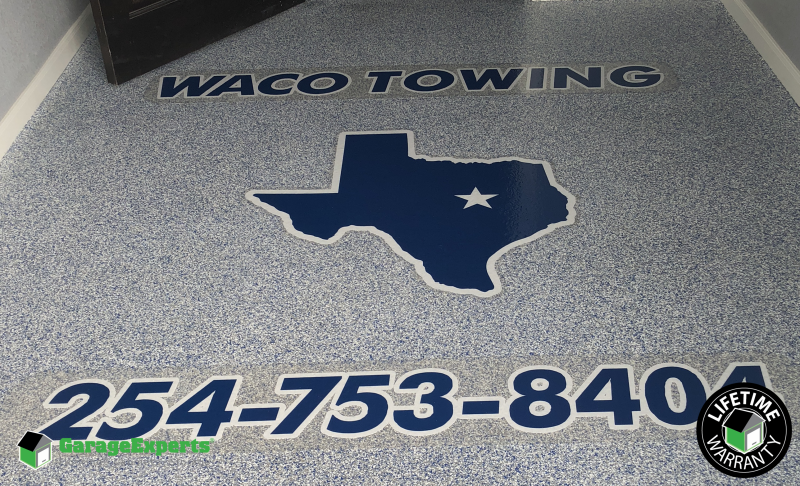 Custom Decal Inlaid Within Epoxy Flooring Garage Experts Of