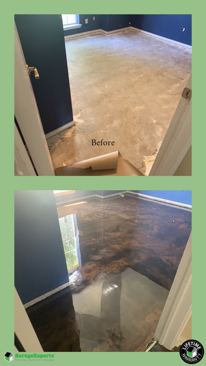 Copper And Caviar Solid Metallic Epoxy Flooring Installed In