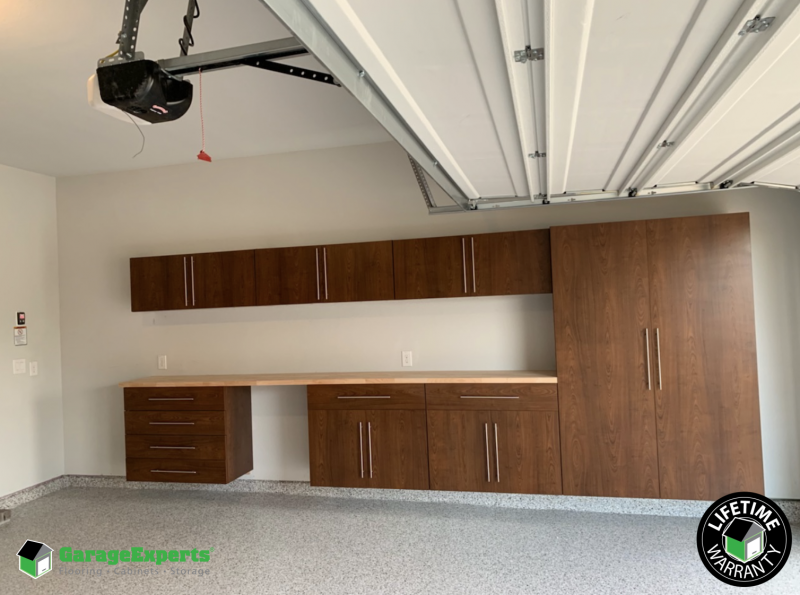 Custom Cabinets And Epoxy Flooring Installed In Garage In Highland