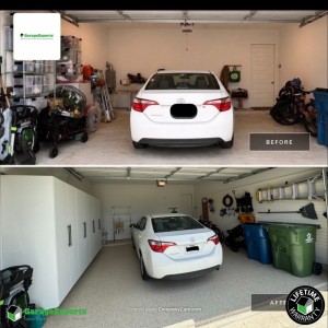 Residential Garage Epoxy Flooring and Cabinet Storage Solution in Krugerville, Tx