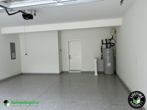 Residential 2 Car Garage With Dakota Grey Flakes Epoxy Flooring in Murrayville, Ga
