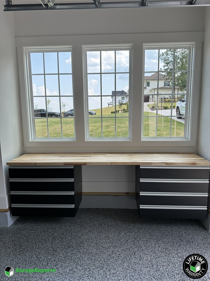 Residential Garage Epoxy Flooring and Cabinet Storage Solution in Raleigh, Nc Image