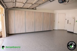 Residential Garage Epoxy Flooring and Cabinet Storage Solution in Yorkville, Il