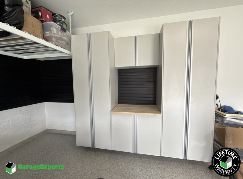 Residential Polyaspartic And Epoxy Flooring and Cabinet Storage Solution in Stuart, Fl Image