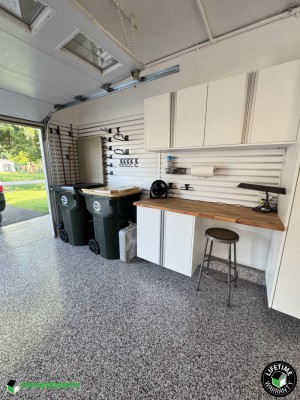 Residential Garage Epoxy Flooring and Cabinet Storage Solution in Lake Holiday, Il