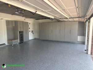 Residential Garage Epoxy Flooring and Cabinet Storage Solution in Newport Beach, California
