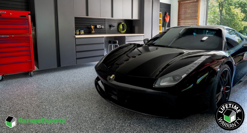 Residential Garage Epoxy Flooring and Cabinet Storage Solution in Euless, Tx