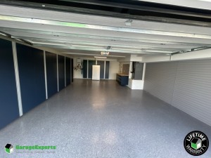 Residential Garage Epoxy Flooring and Cabinet Storage Solution in Newport Beach, California