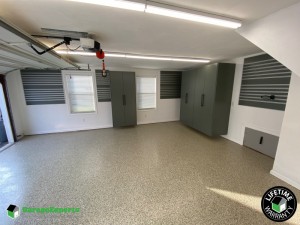 Residential Garage Epoxy Flooring and Cabinet Storage Solution in Virginia Beach, Va