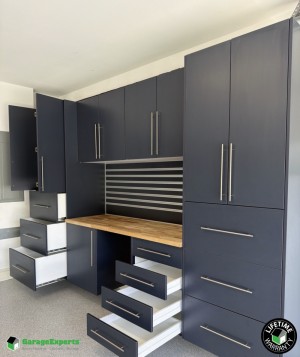 Residential Polyaspartic And Epoxy Flooring and Cabinet Storage Solution in Jupiter, Fl