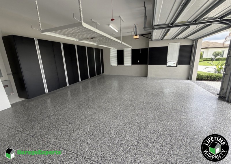 Residential Polyaspartic And Epoxy Flooring and Cabinet Storage Solution in Palm City, Fl Image