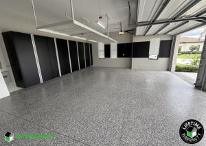 Residential Polyaspartic And Epoxy Flooring and Cabinet Storage Solution in Palm City, Fl
