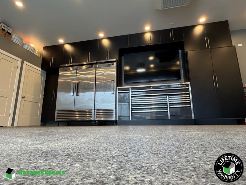 Residential Garage Epoxy Flooring and Cabinet Storage Solution in Lombard, Il Image