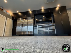 Residential Garage Epoxy Flooring and Cabinet Storage Solution in Lombard, Il