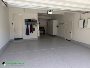 Residential Garage Epoxy Flooring and Cabinet Storage Solution in Lake Forest, Ca