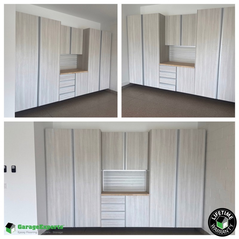Residential Polyaspartic And Epoxy Flooring and Cabinet Storage Solution in Port Saint Lucie, Fl
