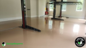 Residential Solid Mocha Color Floor Epoxy Flooring in Great Falls, Virginia