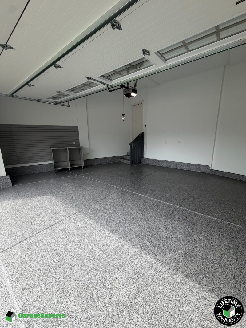 Residential Garage Epoxy Flooring and Cabinet Storage Solution in Naperville, Il