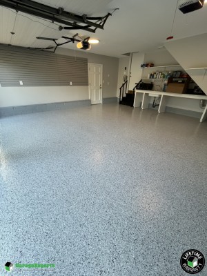 Residential Garage Epoxy Flooring and Storage Solution in Williamsburg, Virginia