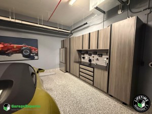 Residential Garage Epoxy Flooring and Cabinet Storage Solution in Miami Beach, Fl