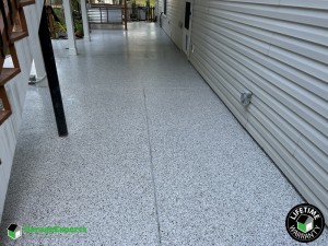 Residential Back Patio With Dakota Grey Epoxy Flooring in Buford, Ga