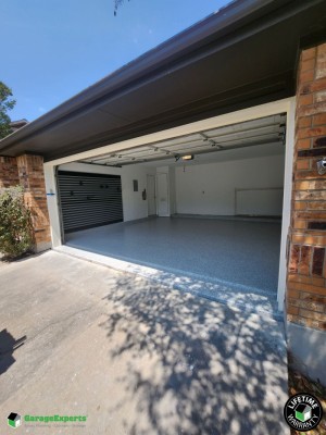 Residential Garage Epoxy Flooring and Storage Solution in Circle C Ranch, Texas