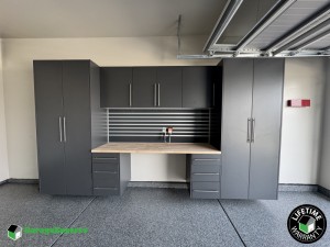 Residential Garage Epoxy Flooring and Cabinet Storage Solution in Clovis, Ca