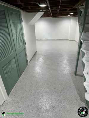 Residential Basement Epoxy Flooring in Linden, New Jersey