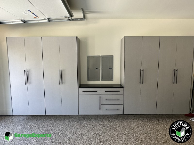 Residential Garage Epoxy Flooring and Cabinet Storage Solution in Pittsboro, Nc Image