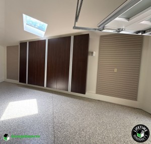 Residential Garage Epoxy Flooring and Cabinet Storage Solution in Wichita, Ks