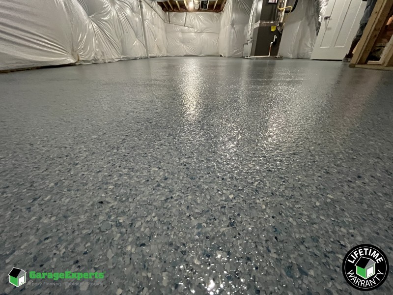 Residential Basement Epoxy Flooring in Williamsburg, Virginia