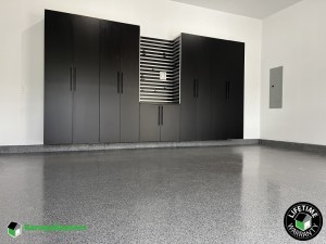 Residential Garage Epoxy Flooring and Cabinet Storage Solution in Daleville, Virginia