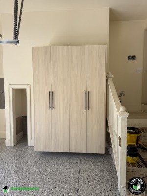 Residential Garage Epoxy Flooring and Cabinet Storage Solution in Wilmington, Nc