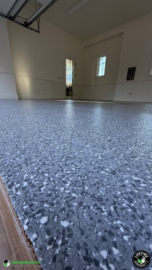 Residential 2 Car Garage With Smoke Flakes Epoxy Flooring in Dawsonville, Ga