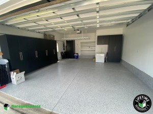 Residential Garage Epoxy Flooring and Cabinet Storage Solution in Suffolk, Va