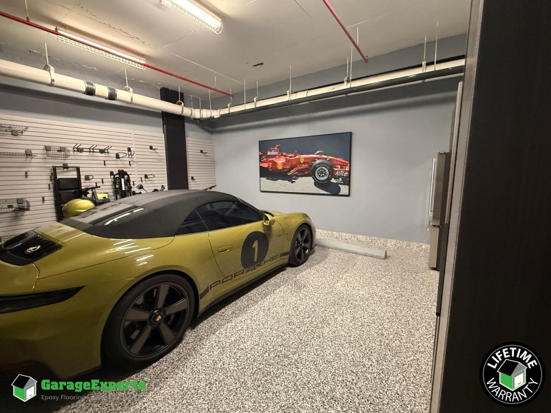 Residential Garage Epoxy Flooring and Cabinet Storage Solution in Miami Beach, Fl Image