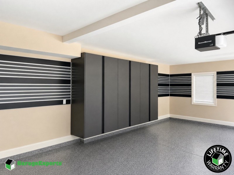 Residential Garage Epoxy Flooring and Cabinet Storage Solution in Madison, Al