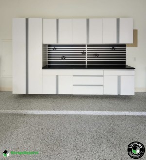 Residential Garage Epoxy Flooring and Cabinet Storage Solution in Bellaire Houston, Texas