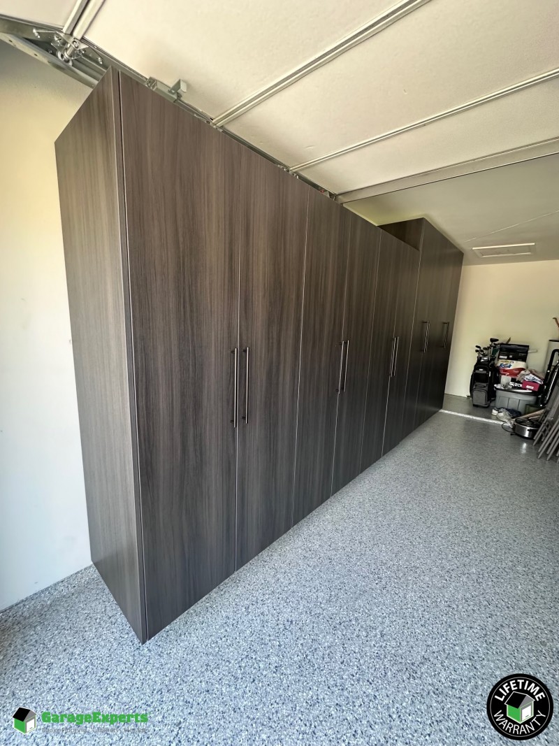 Residential Garage Epoxy Flooring and Cabinet Storage Solution in Grapevine, Tx