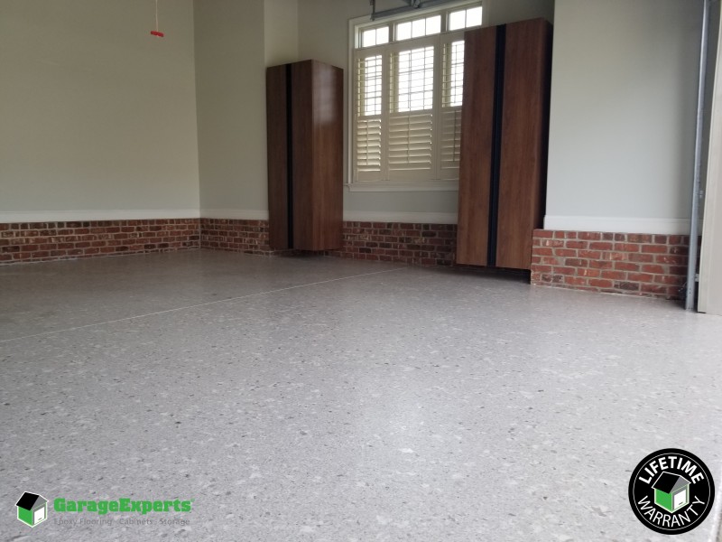 Residential Garage Epoxy Flooring and Cabinet Storage Solution in High Point, Nc