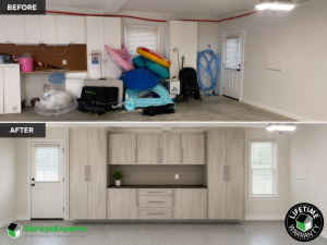 Residential Garage Epoxy Flooring and Cabinet Storage Solution in Mount Pleasant, Sc
