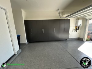 Residential Garage Epoxy Flooring and Cabinet Storage Solution in Irvine, California
